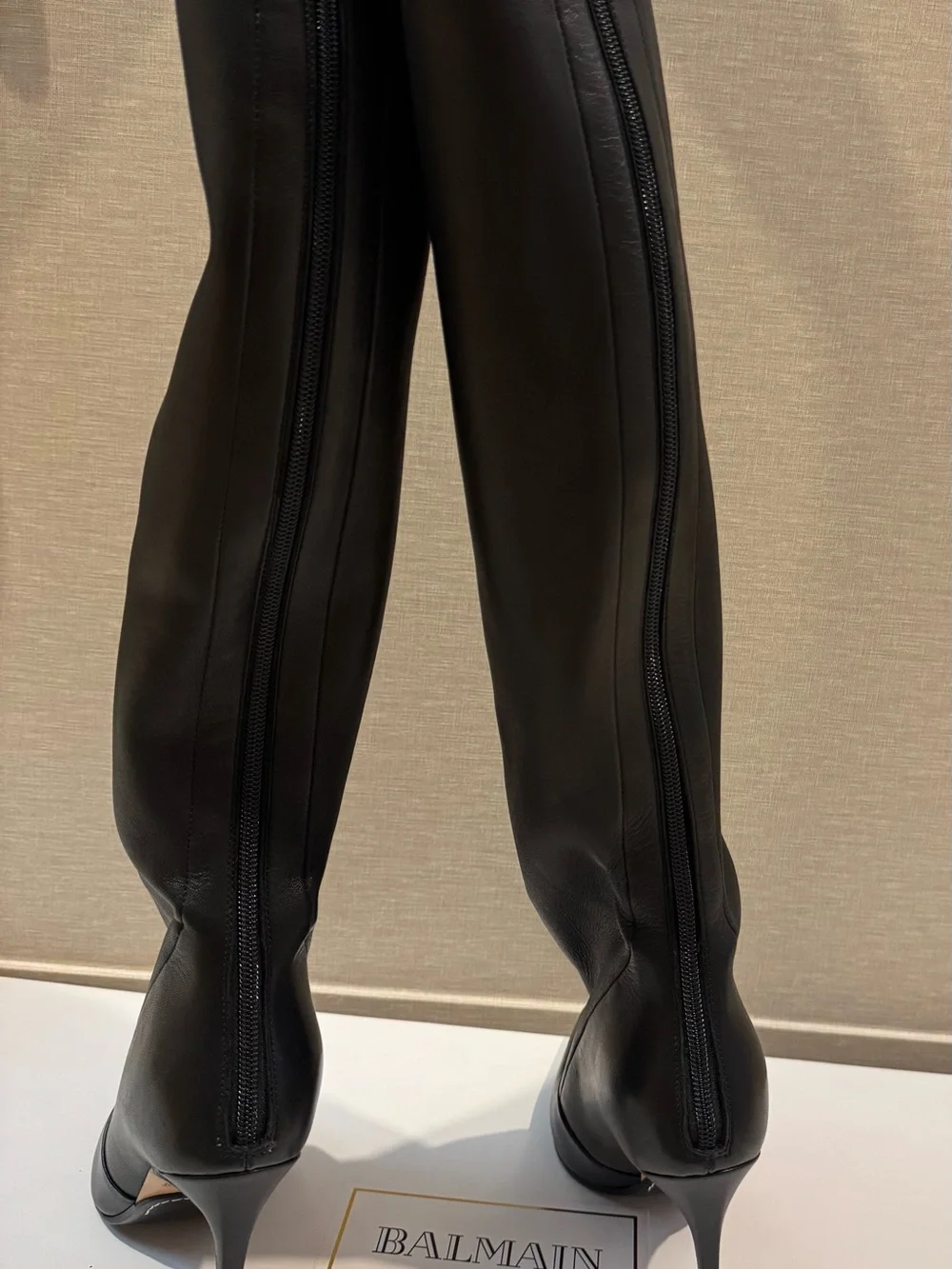 Balmain Amazone Black Leather Over-the-Knee Stiletto Boots 38/8 NWT!